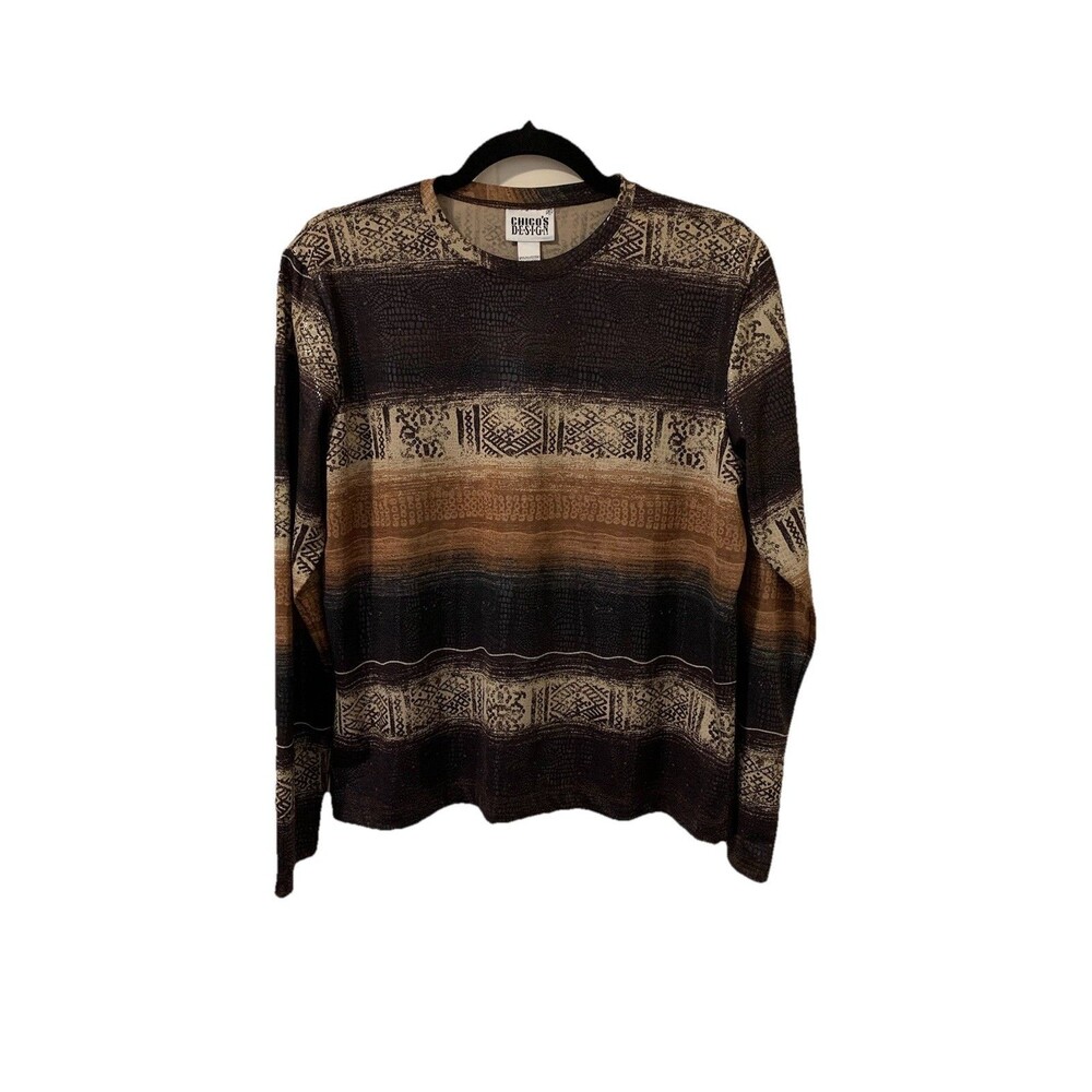 Chico's Brown and Black Patterned Blouse